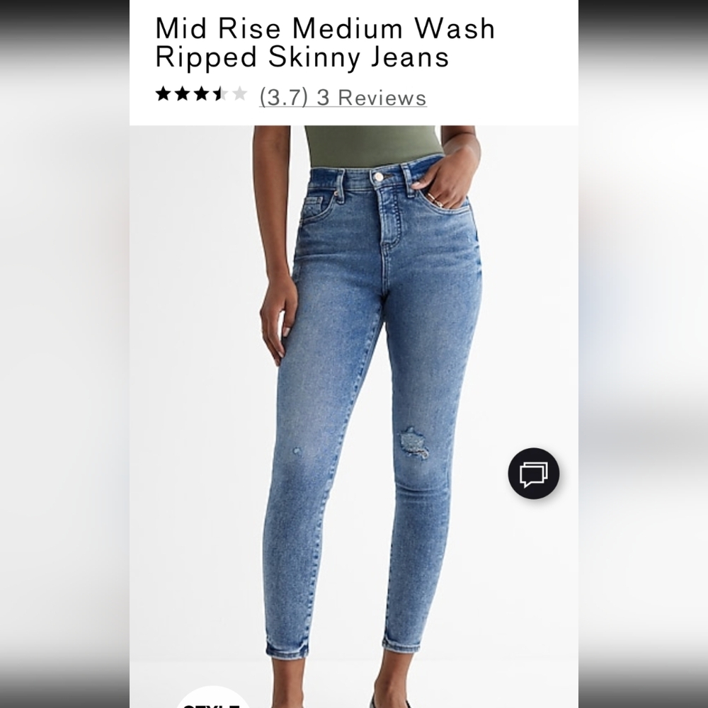 Express Skinny Distressed Mid Rise 14R